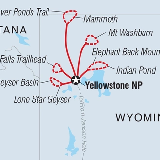 tourhub | Intrepid Travel | Hiking and Camping in Yellowstone | Tour Map