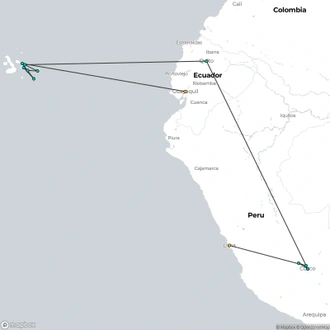 tourhub | HX Hurtigruten Expeditions | Galápagos Islands – In Darwin’s Footsteps Plus Machu Picchu | Tour Map