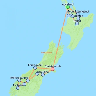 tourhub | On The Go Tours | Totally New Zealand From Auckland - 14 days | Tour Map