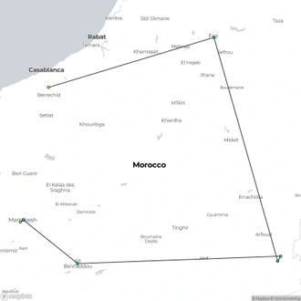 tourhub | TouaregTrails |  Around Morocco Touring from Casablanca - 08 day Exploration | Tour Map