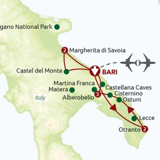 tourhub | Saga Holidays | Puglia - Discover the Heel of Italy | Tour Map