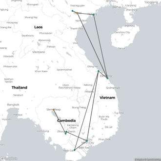 tourhub | Realistic Asia | Into Vietnam and Cambodia - 14 Days | Tour Map