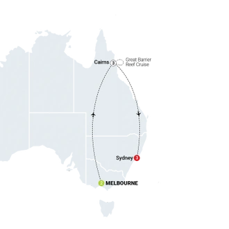 tourhub | AAT Kings | Contrasts of Australia | Tour Map