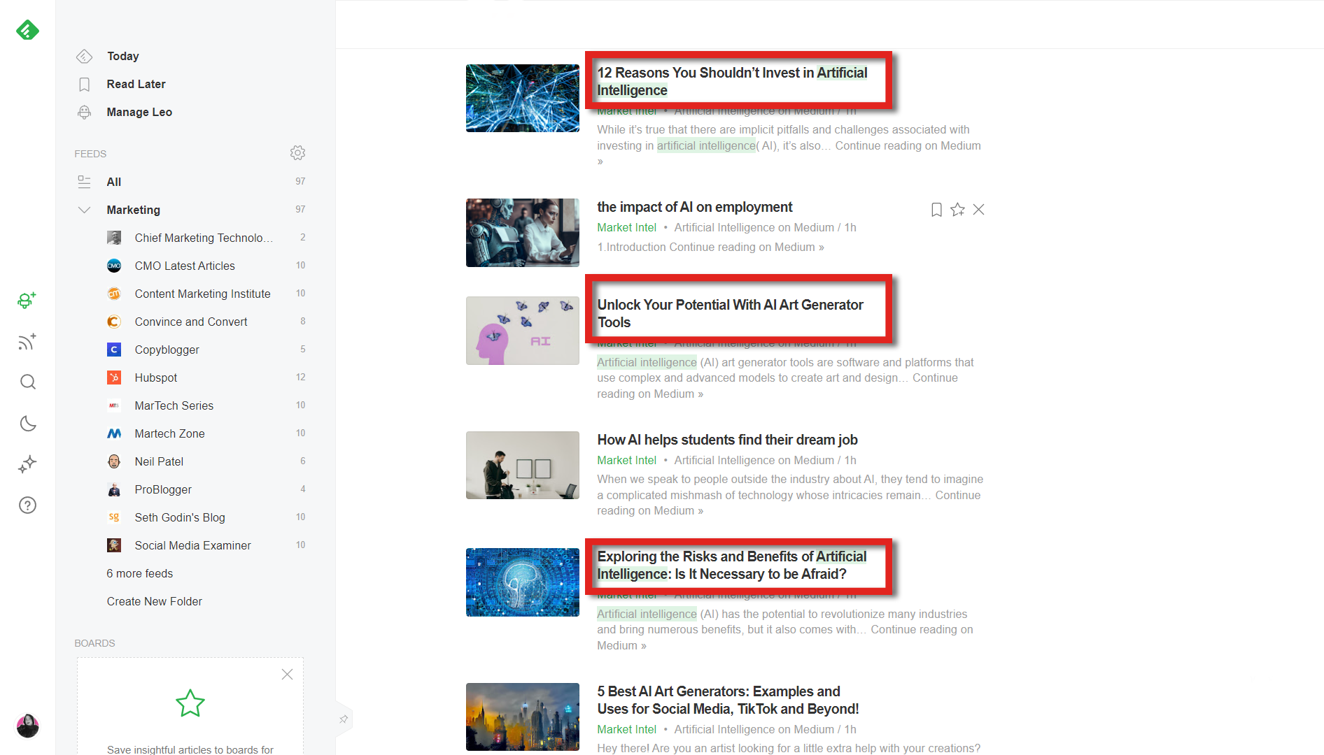 A Screenshot Of How To Use Feedly In Content Curation