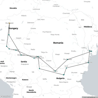 tourhub | Riviera Travel | Budapest to the Black Sea River Cruise - MS William Wordsworth | Tour Map