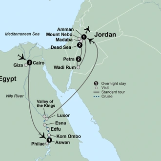 tourhub | Collette | Journey Through Egypt and Jordan  | Tour Map