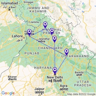 tourhub | Panda Experiences | Shimla Dharamshala Tour | Tour Map