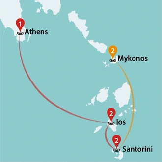 tourhub | Travel Talk Tours | Mykonos to Athens-2025 | Tour Map