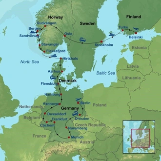 tourhub | Indus Travels | Treasures of Germany and Scandinavia with Helsinki | Tour Map