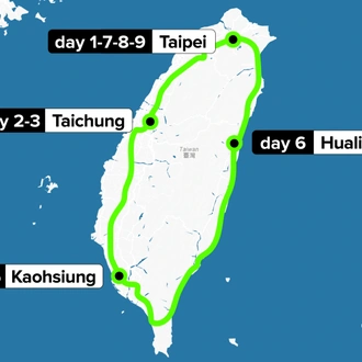 tourhub | Culture Trip | A Taste of Taiwan by Train | Tour Map