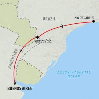 tourhub | On The Go Tours | Buenos Aires, Iguazu & Rio 4 star - 10 days  | Tour Map