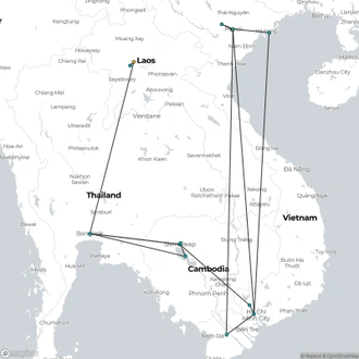 tourhub | Realistic Asia | Indochina at A Glance 15 Days (Vietnam/Cambodia/Thailand/Laos) | Tour Map