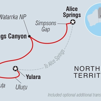 tourhub | Intrepid Travel | Uluru & Kings Canyon Adventure | Tour Map