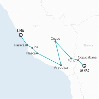 tourhub | Bamba Travel | La Paz to Lima Express Travel Pass | Tour Map