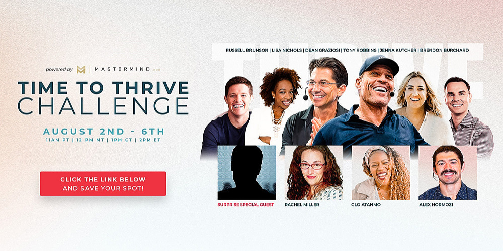Time to Thrive Challenge, Hosted online, Tue Aug 2nd 2022, 2:00 pm - Sat  Aug 6th 2022, 4:30 pm CEST | Humanitix