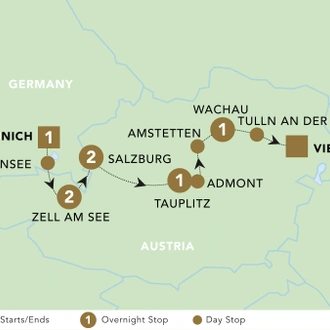 tourhub | Back-Roads Touring | Essence of Austria 2024 | Tour Map