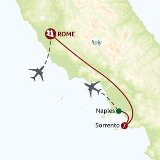 tourhub | Titan Travel | The Highlights of Rome and the Beautiful Amalfi Coast | Tour Map