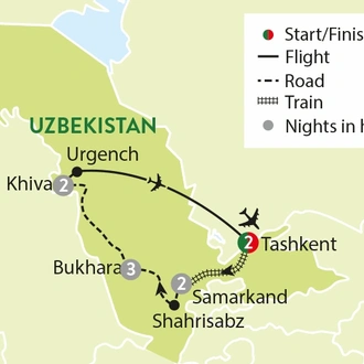 tourhub | Travelsphere | Uzbekistan - the Heart of the Silk Route | Tour Map