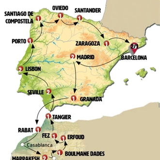 tourhub | Europamundo | The Big Tour of Spain, Morocco and Portugal | Tour Map