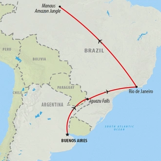 tourhub | On The Go Tours | Buenos Aires to the Amazon - 15 days | Tour Map