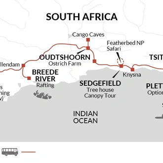 tourhub | Explore! | Family South Africa’s Garden Route and Safari | Tour Map