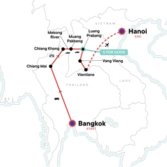 tourhub | G Adventures | Thailand and Laos Adventure | Tour Map