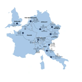 tourhub | Insight Vacations | European Discovery - Start London, End Paris, Small Group | Tour Map