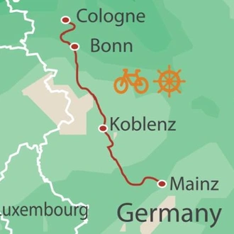 tourhub | UTracks | Cologne to Mainz by Bike and Barge | Tour Map