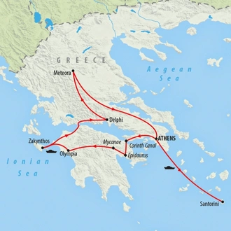 tourhub | On The Go Tours | Classical Greece & Idyllic Islands - 12 Days | Tour Map