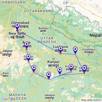 tourhub | Panda Experiences | India Tour with Historical Ayodhya | Tour Map
