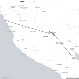 tourhub | Lima Tours | Essential South, Private Tour | Tour Map