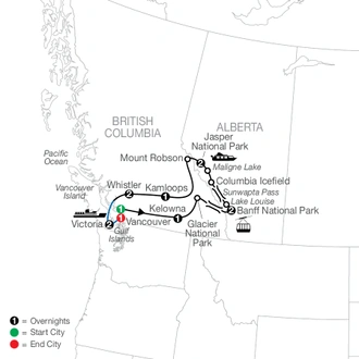 tourhub | Globus | Grand Western Canada Vacation | Tour Map