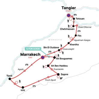 tourhub | G Adventures | Complete Morocco Active Adventure | Tour Map