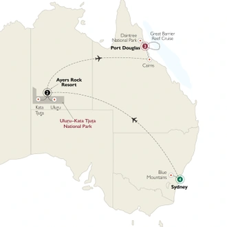 tourhub | AAT Kings | Australia's Hidden Wonders | Tour Map