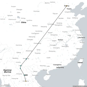 tourhub | Tui China | From Imperial Majesty to Lush Landscapes: Beijing to Laos Exploration Tour | Tour Map