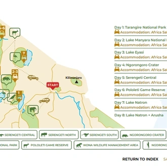 tourhub | Beach and Safari Holidays | National Parks and Natural Marvels | Tour Map