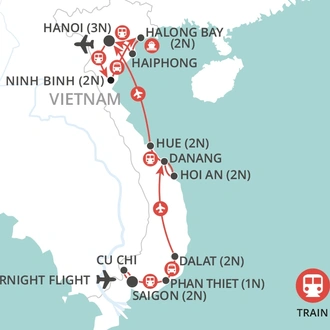 tourhub | Wendy Wu | Vietnam by Rail | Tour Map