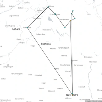 tourhub | Agora Voyages | Spiritual Town & Hill Resort in Backdrop of The Himalayan | Tour Map