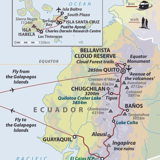 tourhub | Wild Frontiers | Darwin's Ecuador: Andes to Galapagos | Tour Map