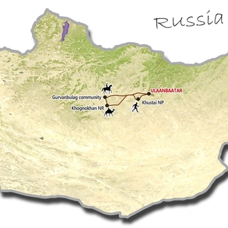 tourhub | Tour Mongolia | Essence of Mongolia - 3 Days | Tour Map