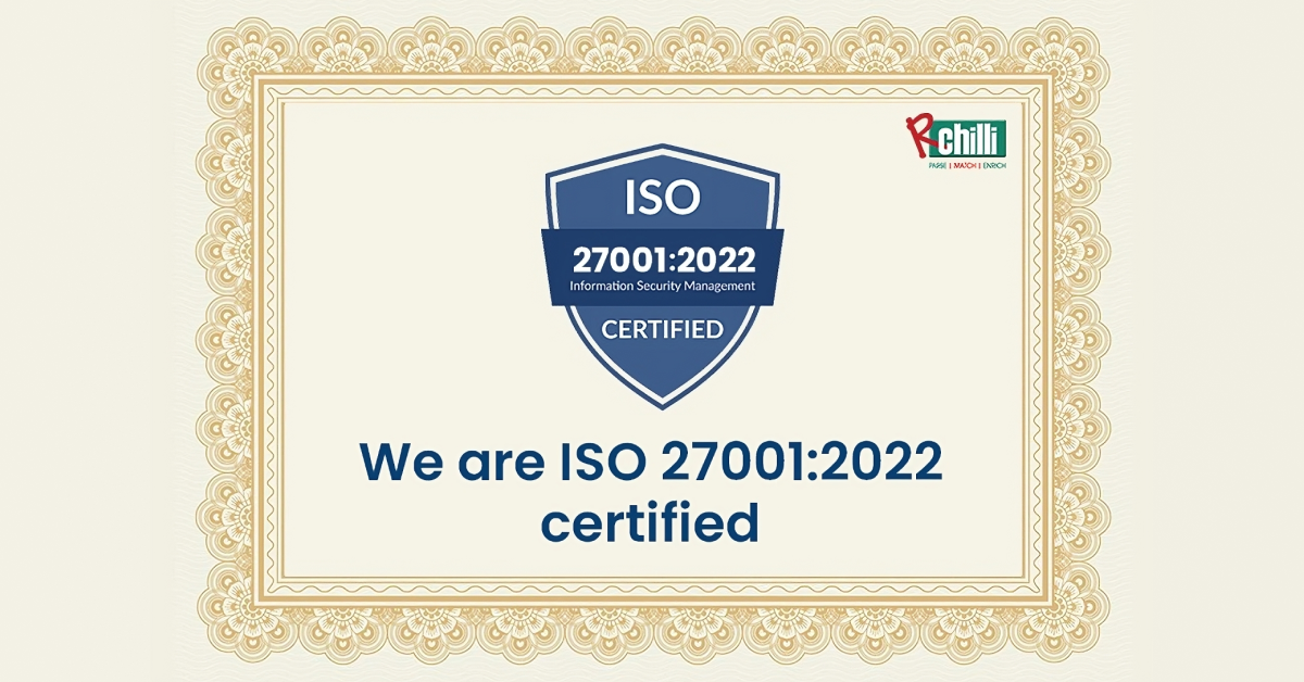 RChilli is ISO 27001:2022 Certified