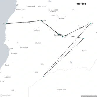 tourhub | Encounters Travel | MARRAKECH to MARRAKECH (9 days) Souks & Sand Dunes | Tour Map