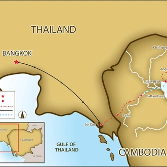 tourhub | SpiceRoads Cycling | Biking Bangkok to Angkor Wat | Tour Map