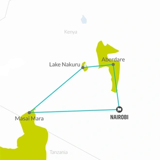 tourhub | Bamba Travel | Mzungu Safari 5D/4N (Masai Mara, Lake Nakuru & Aberdare) | Tour Map