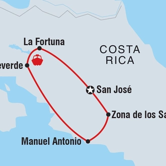 tourhub | Intrepid Travel | Best of Costa Rica  | Tour Map