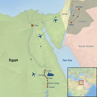 tourhub | Indus Travels | Highlights of Egypt and Jordan | Tour Map