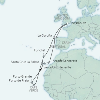 tourhub | Saga Ocean Cruise | The Canaries and Cape Verde | Tour Map