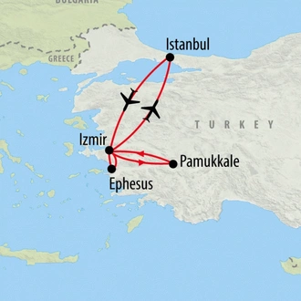 tourhub | On The Go Tours | Istanbul, Ephesus & Pamukkale 5 star - 4 days   | Tour Map