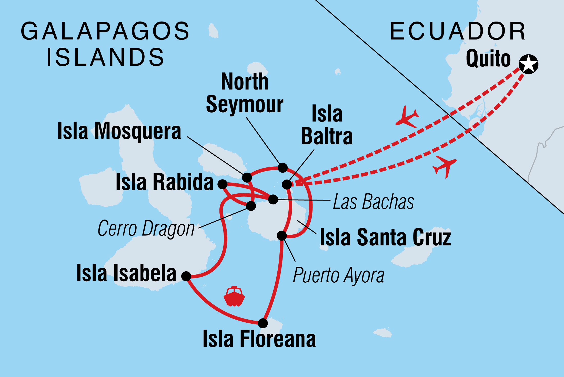 tourhub | Intrepid Travel | Classic Galapagos: Central Southern Islands (Grand Queen Beatriz) | Tour Map