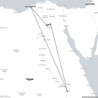 tourhub | Look at Egypt Tours | Cairo, Alexandria and Luxor Tour | Tour Map